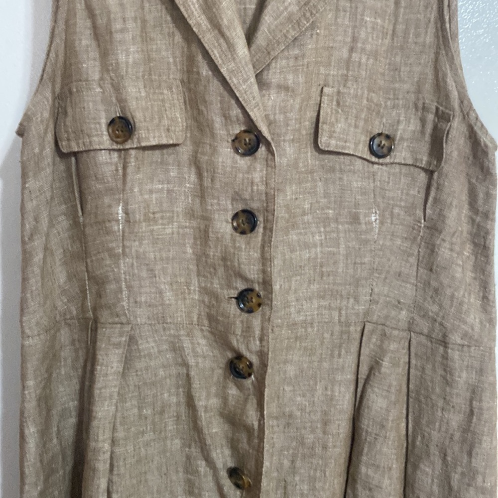 Tan linen dress - Picture 2 of 4